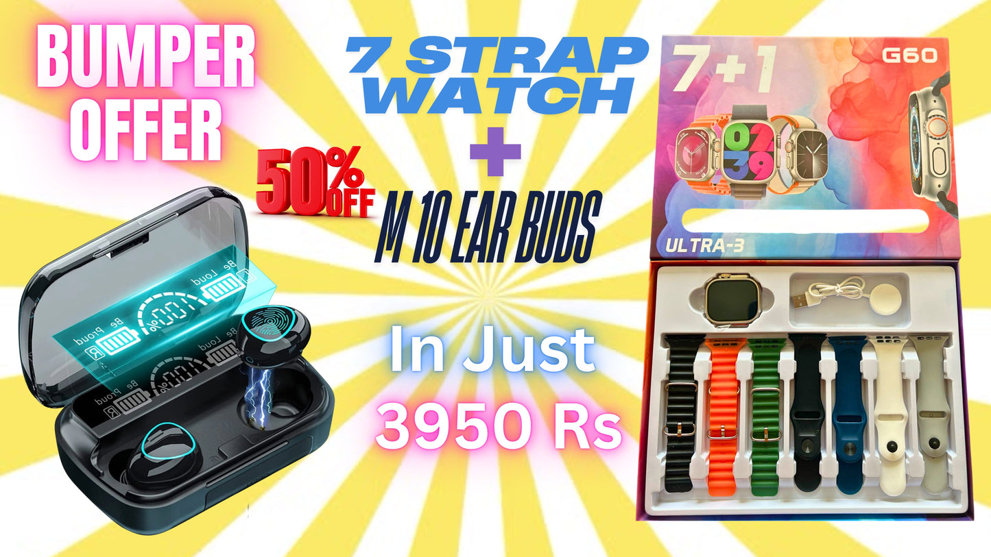 7 Strap Smart Watch + M 10 Ear Buds